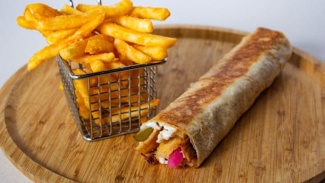 Chicken Shawarma Wrap + Fries.