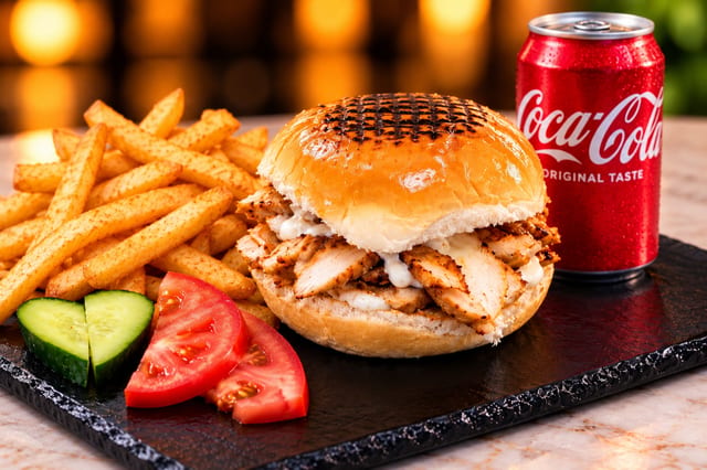 Chicken Shawarma Bun Meal.