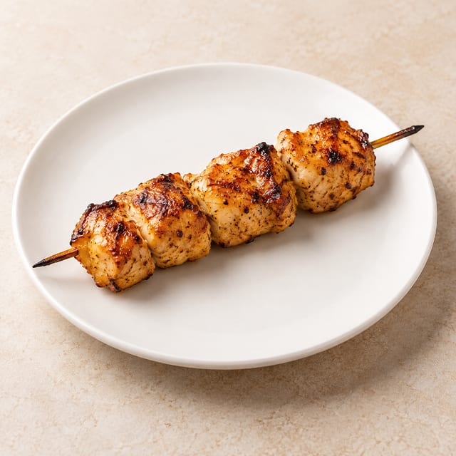 Chicken kebab skewer.
