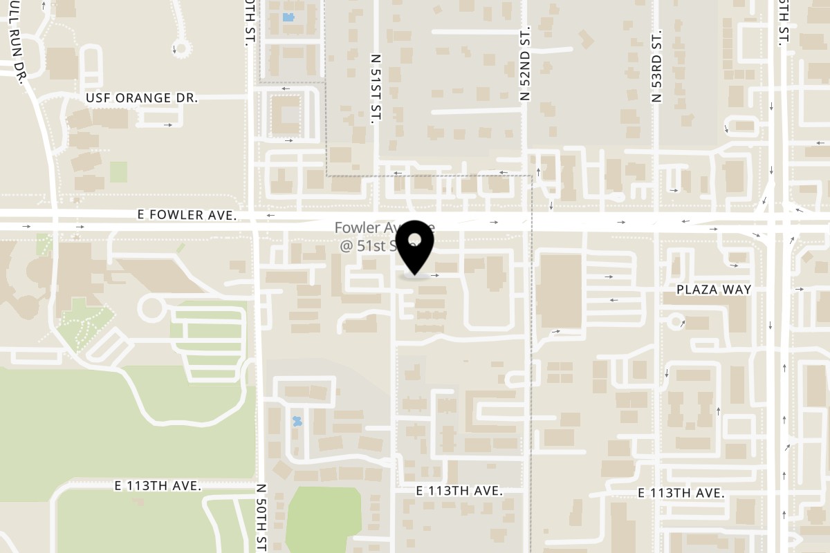 Map showing the location of The Dough Show The Dough Show - Tampa on 5103 E Fowler Ave in Tampa